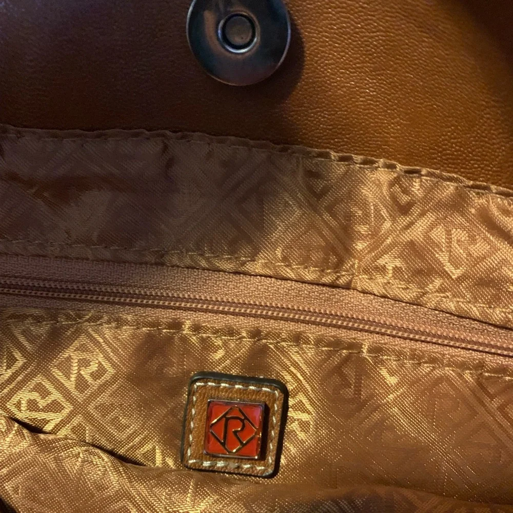 Abstract Paisley Relic coated canvas shoulder bag, vegan leather trim, Looks new